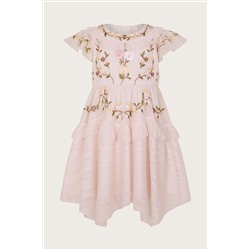 Monsoon Baby Coral Pink Embroidered Dress