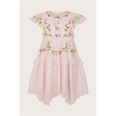 Monsoon Baby Coral Pink Embroidered Dress