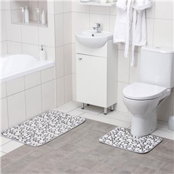 Набор ковриков для ванной и туалета Доляна «Галька», 2 шт: 45×50, 50×80 см