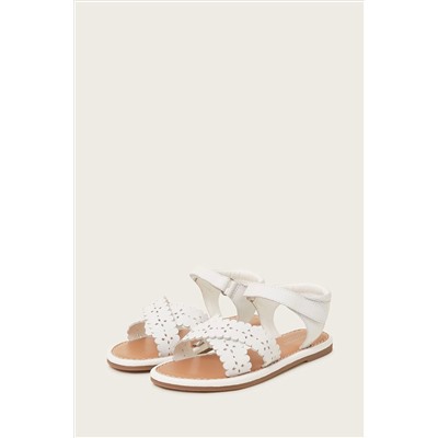 Monsoon Cross-Over Leather White Sandals