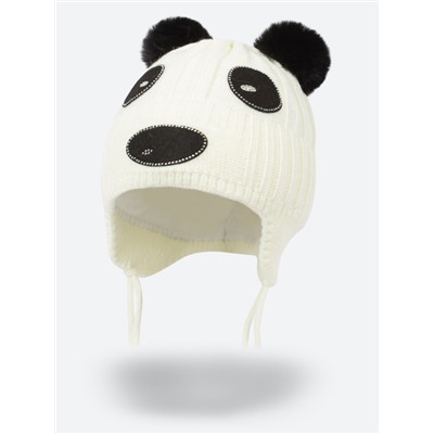 37267 Шапка "панда" с утеплителем зима цв. молочный