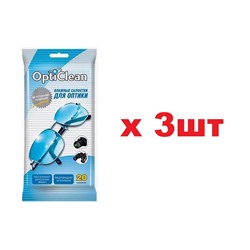 OptiClean Влажные салфетки 15шт для оптики 3шт