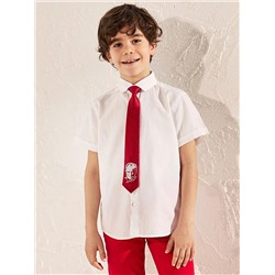 LC Waikiki Базовая рубашка для мальчика с короткими рукавами и галстук с принтом Ататюрка