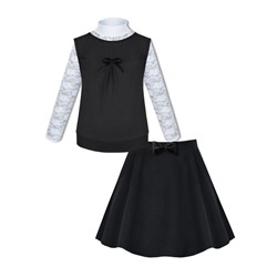 Школьный комплект с серой юбкой, серым жилетом и блузкой 7965-5992-60124