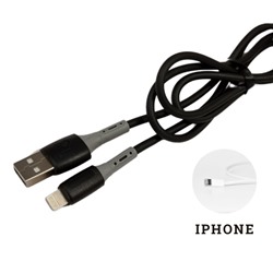 USB провод силиконовый для зарядки iPhone, 1 метр, чёрный, 213721, арт.600.028