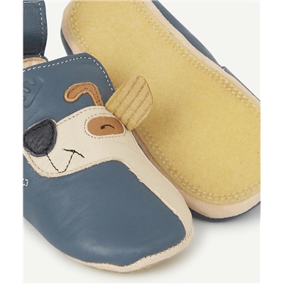 EASY PEASY
CHAUSSONS EN CUIR BLEU AVEC CHIEN