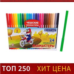 Фломастеры 24 цвета Centropen 7790 "Пингвины" пластиковый конверт, линия 1.0 мм