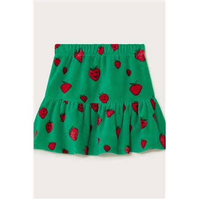 Monsoon Green Strawberry Velour Skirt