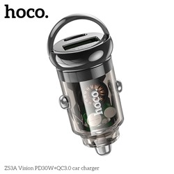 Автомобильное ЗУ Hoco Z53A Vision PD30W+QC3.0 Transparent - Black