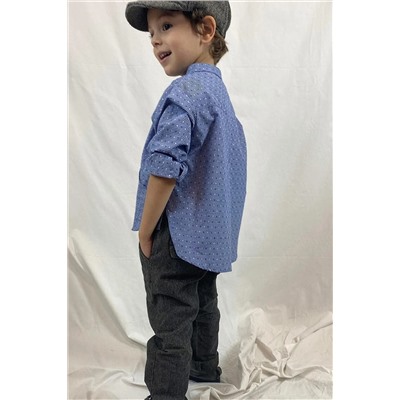 Рубашка из поплина для мальчика с карманами-кенгуру HULM59822SEGS0108-12