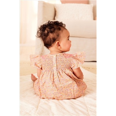 Pink Ditsy Floral Print Baby Romper (0mths-2yrs)