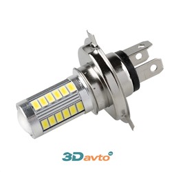 Автолампа диод H4 33SMD (5630) WHITE Вымпел, в фары ближний/дальний свет, комп.2шт