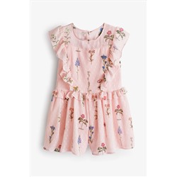 Baker by Ted Baker Pink Frilled Chiffon Playsuit