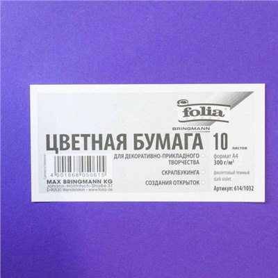 FOLIA Бумага цветная, 300 г/м2, A4, 10 л, фиолетовый темный