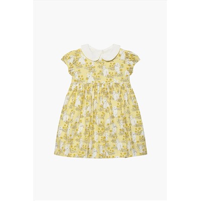 Trotters London Little Yellow Cotton Bunny Dress