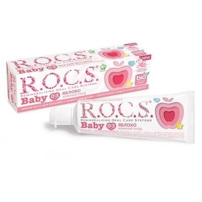Зубная паста ROCS (РОКС) Baby для малышей. Аромат яблока, 45 г. (0-3 года)
