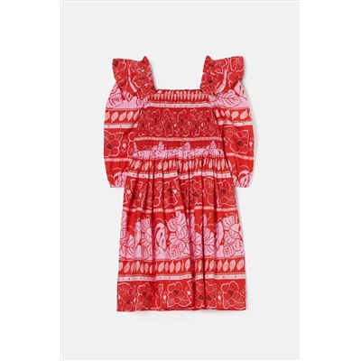 Angel & Rocket Lola Red Floral Batik Print Dress