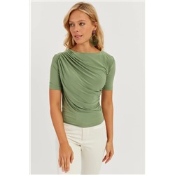 Женская зеленая блузка со сборками YZ623