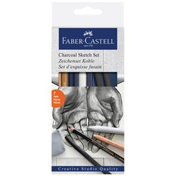 Набор угля и угольных карандашей Faber-Castell "Charcoal Sketch" 7 предметов, картон. упаковка