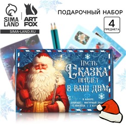 Подарочный новогодний набор «Сказка»: блокнот, карандаши, наклейки и значок