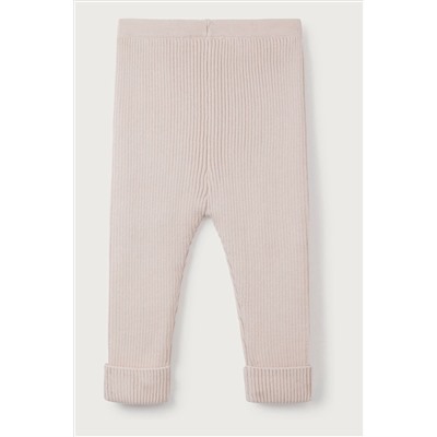 The White Company Pink Organic Cotton Knitted Rib Leggings