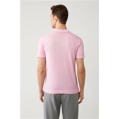 Розовая трикотажная футболка стандартного кроя с воротником-поло и 3 пуговицами, окрашенная в готовом виде