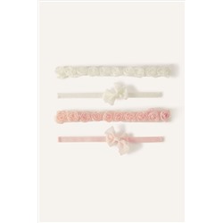 Monsoon Baby Pink Rosette Bandos 4-Pack