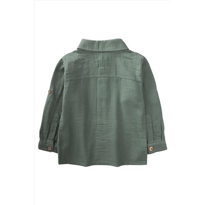 Муслиновая сезонная рубашка Flamed 2–10 лет, темно-зеленая 71087