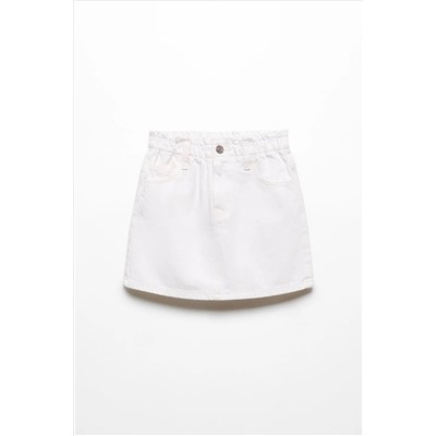 Mango Paperbag Denim White Skirt