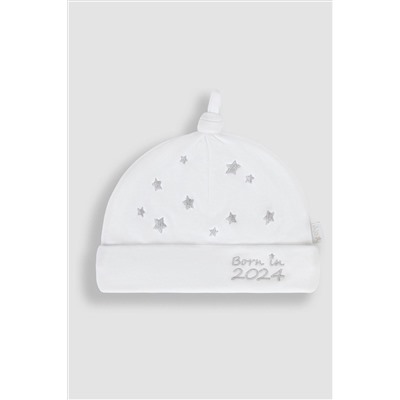 JoJo Maman Bébé Born In 2024 Embroidered Hat