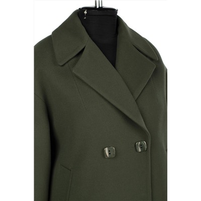 02-3134 Пальто женское утепленное Пальтовая ткань темно-зеленый