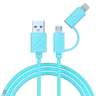 Кабель для зарядки 2 в 1, iP/Micro USB, 1 м, 2А, 5 цветов