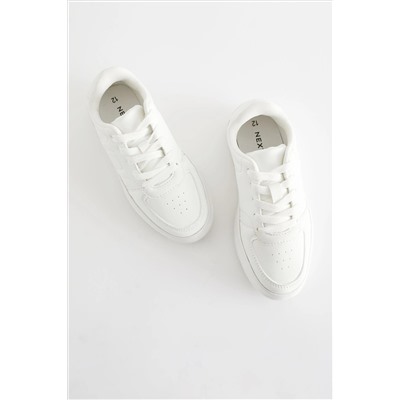 White Chunky Lace-Up Trainers