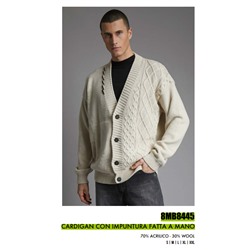 8MB8445 CARDIGAN CON IMPUNTURA FATTA A MANO