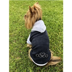 Толстовка с капюшоном Osso для собак, велюр, размер 20 (ДС 20 см, ОГ 30-32 см), графит