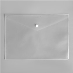 Папка-конверт на кнопке А4, 120 мкм, Calligrata, прозрачная, белая