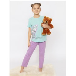 CSKG 50169-49 Пижама для девочки (футболка, брюки),светло-бирюзовый