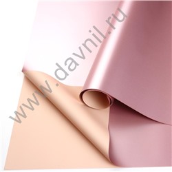 Бумага упаковочная двухсторонняя с розовым отворотом 58*58 20 шт.  персик 058