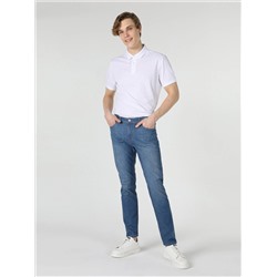 067 Jack Синие мужские джинсовые брюки с нормальной талией и зауженной талией стандартного кроя