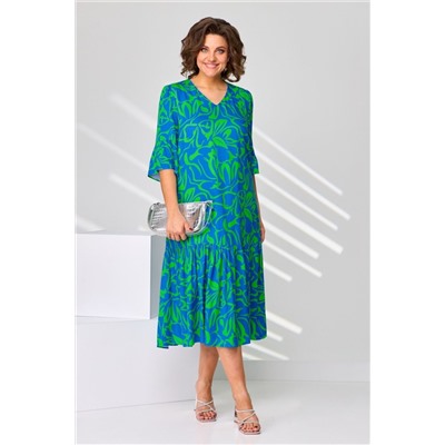 Платье Асолия 2686 зелено-василькового