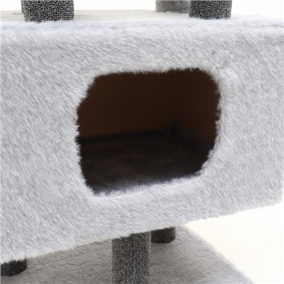 Комплекс для кошек с когтеточкой «Каскад», ковролин, 53 х 50 х 124 см, серый