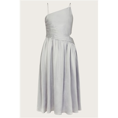 Monsoon Silver Satin Cut-Out Prom Dress