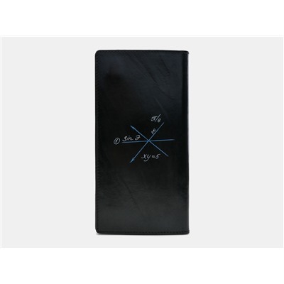Кожаное портмоне с росписью из натуральной кожи «PR001 Black Кот в очках»