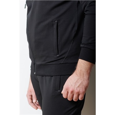 Спортивный костюм М-1841: Чёрный / Серый меланж