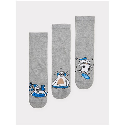 Носки детские мультипак (3 пары) с рисунком в виде собак и ленивца