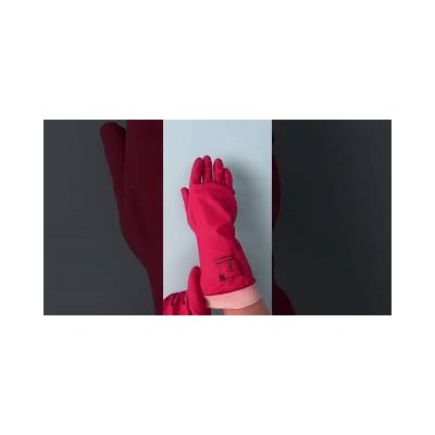 Перчатки латексные КЩС, сверхпрочные, плотные, хлопковое напыление, размер 7 S, малый, красные, HQ Profiline, 73579