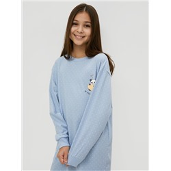 Хлопковая сорочка в расцветке "горошек на голубом" для девочек