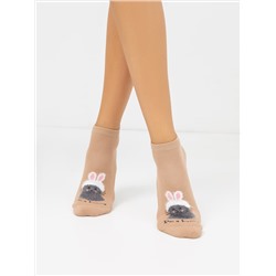 Укороченные женские носки в оттенке "капучино" с плюшевым следом