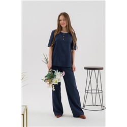 Женская блузка с застежкой на пуговицы Б137Т/СИ / Темно-синий