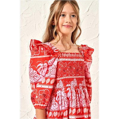 Angel & Rocket Lola Red Floral Batik Print Dress